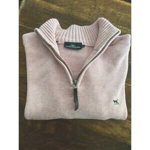 Rodd & Gunn Mens Large Pink Half Zip Pullover Sweater Australian Cotton Dog Logo